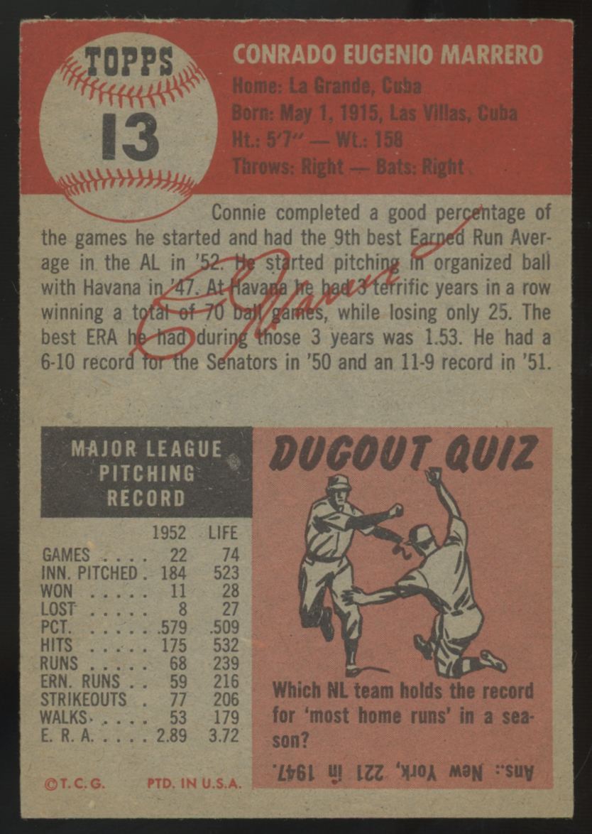 1953 Topps Connie Marrero #13 EX/MT