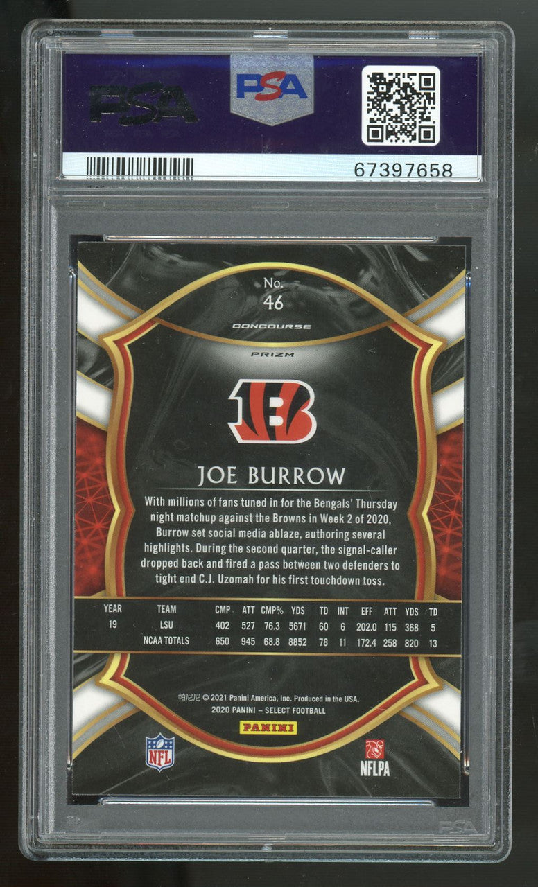 2020 Select Joe Burrow RC Concourse Silver Prizm #46 PSA 9