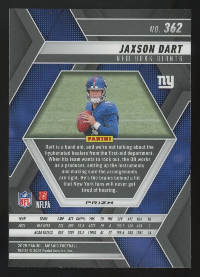 2025 Panini Mosaic Jaxson Dart RC Reactive Blue #362