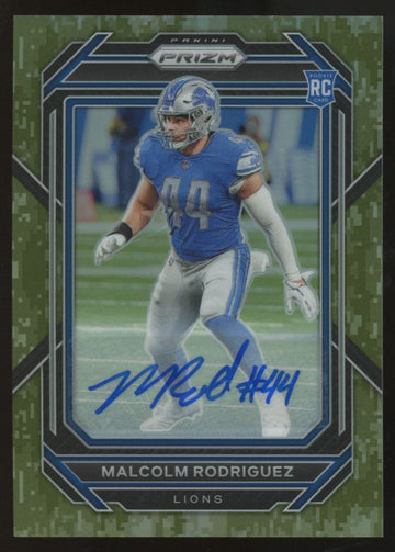 2022 Prizm Malcolm Rodriguez RC Silver Camo Auto /25 #350