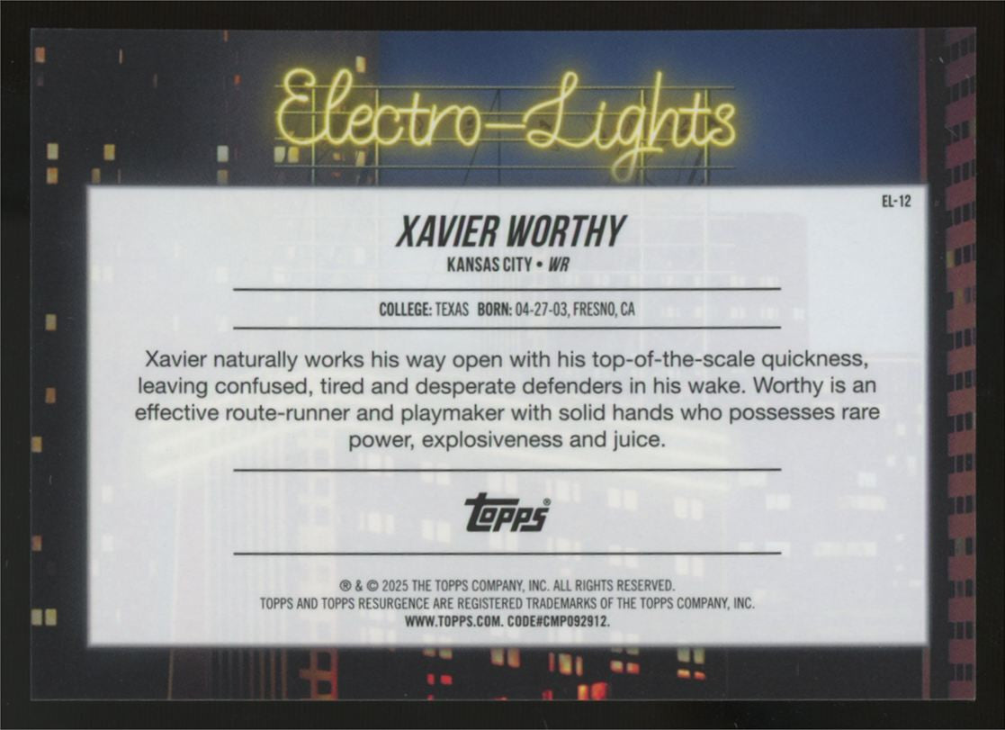 2024 Topps Resurgence Xavier Worthy RC Electro-Lights #EL-12