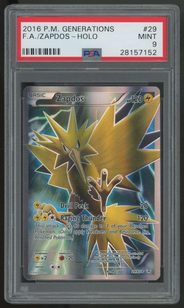 2016 Pokemon Zapdos Generations Full Art Holo #29 PSA 9