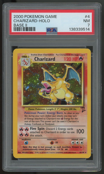 2000 Pokemon Charizard Base Set II Holo #4 PSA 7 (C)