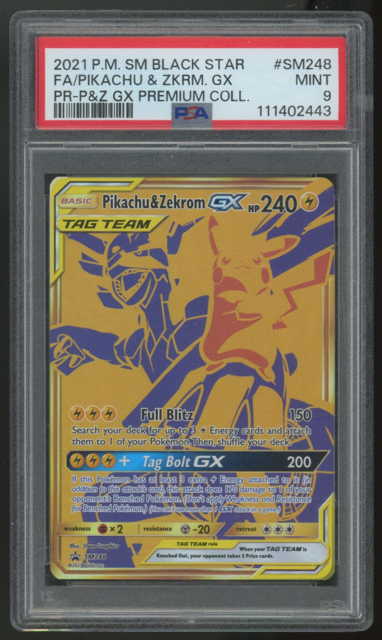 2021 Pokemon Pikachu & Zekrom GX Premium Collection Promo #SM248 PSA 9
