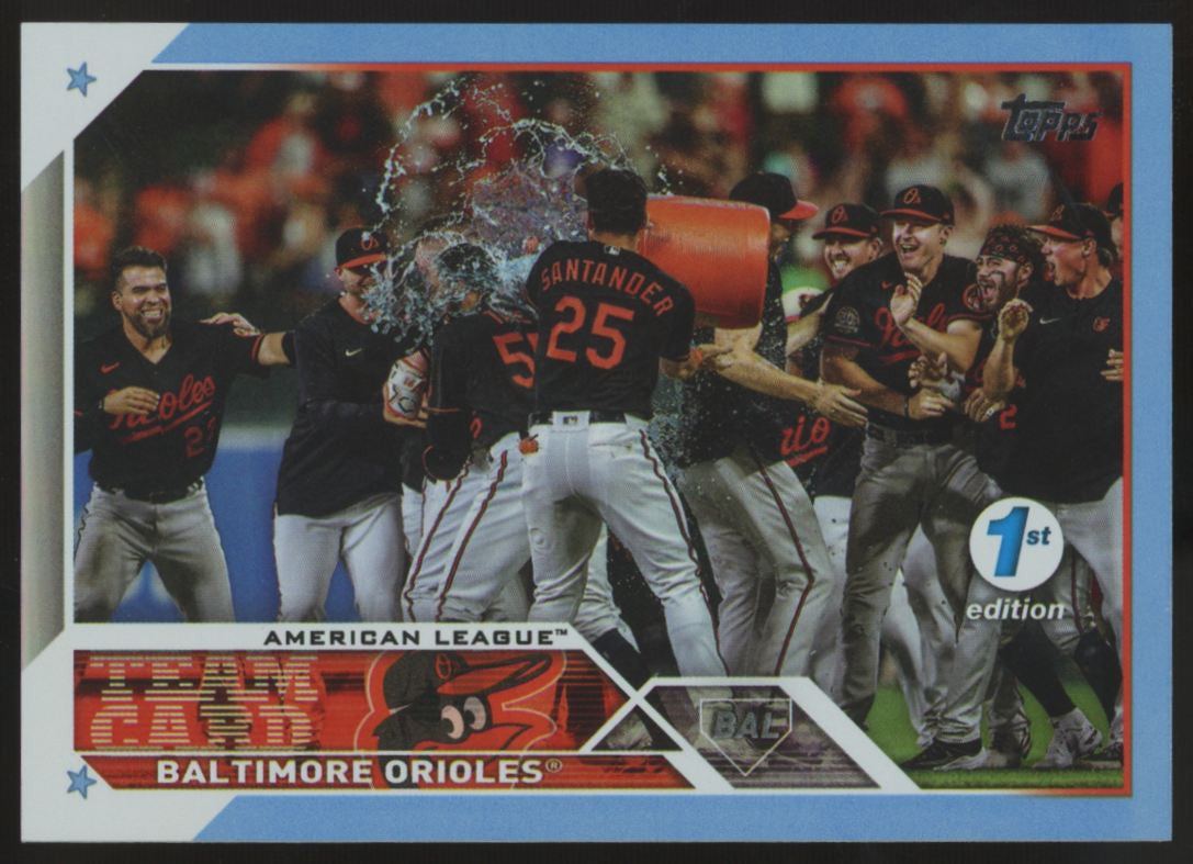 2023 Topps Series One 1st Edition Baltimore Orioles Team Card Light Blue Foil /5