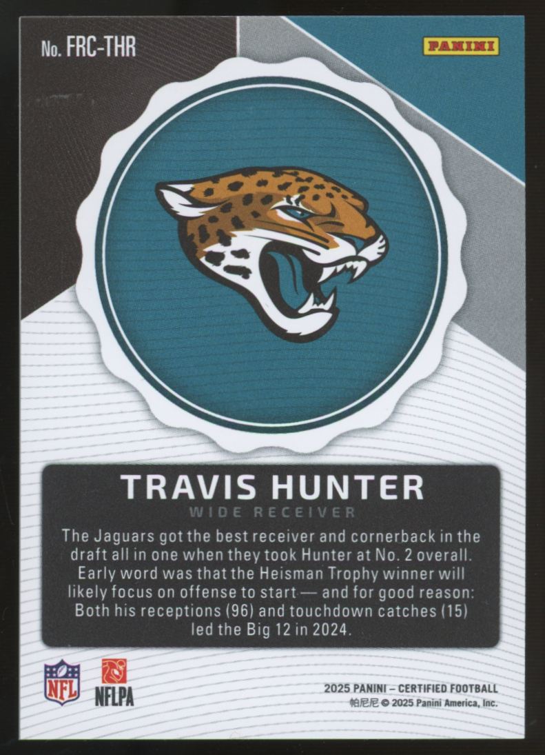 2025 Panini Certified Travis Hunter RC First Round Certifications SSP #FRC-THR