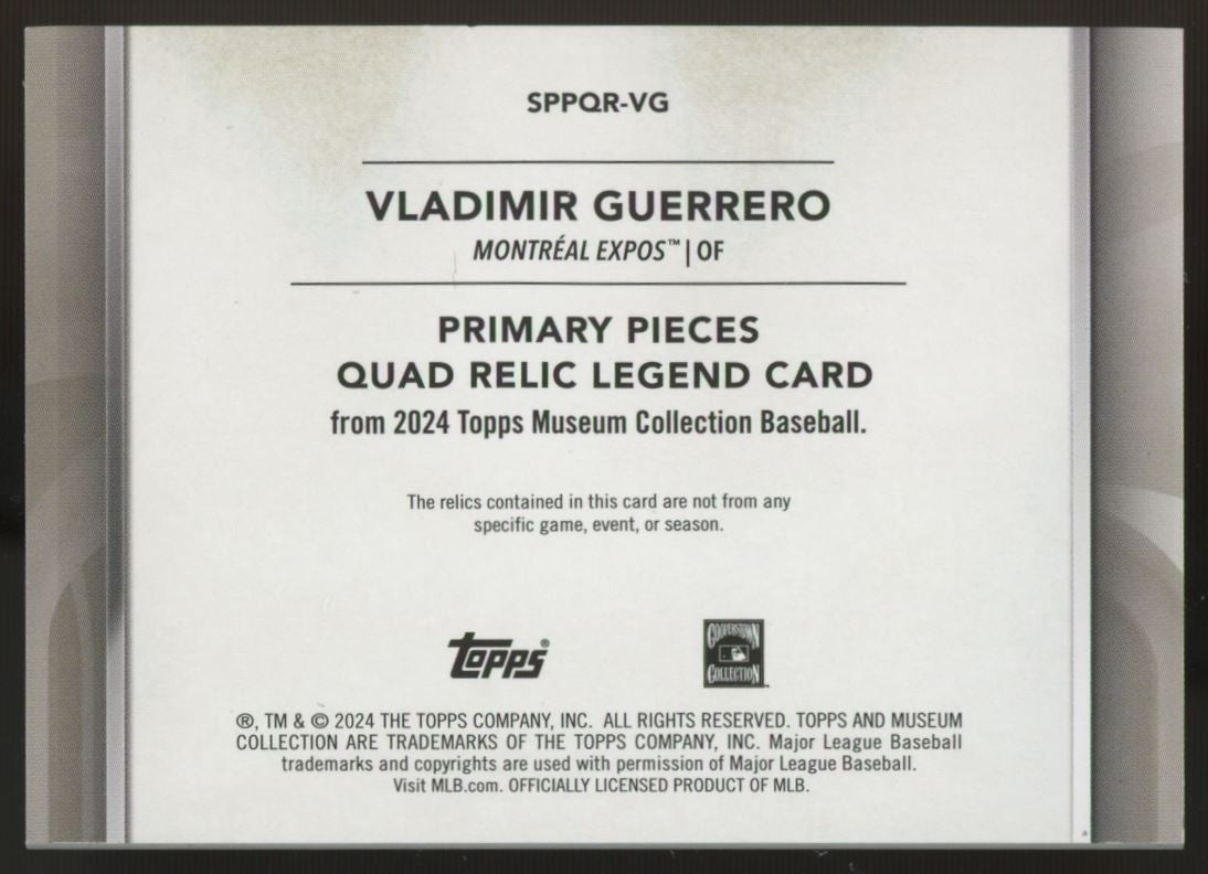 2024 Museum Collection Vladimir Guerrero Primary Pieces Quad Relic Blue /20