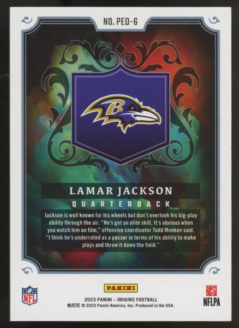 2023 Panini Origins Lamar Jackson Pedigree SSP #PED-6