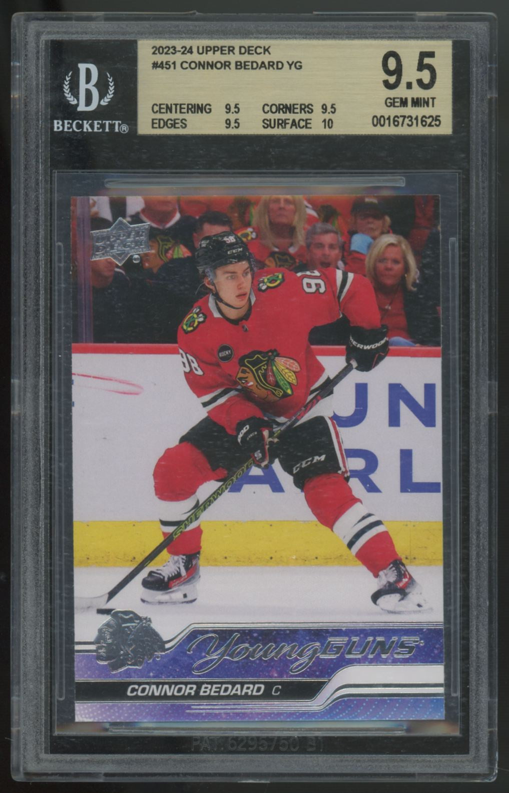2023-24 Upper Deck Series Two Connor Bedard RC Young Guns #451 BGS 9.5