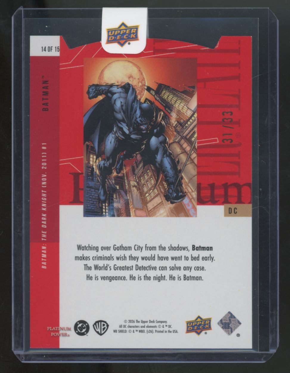 2026 Upper Deck CDD Conference Batman Red Platinum Power /33 #14