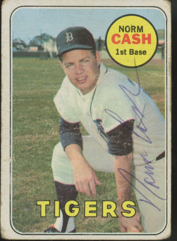 1969 Topps Norm Cash #80 Signed Auto JSA