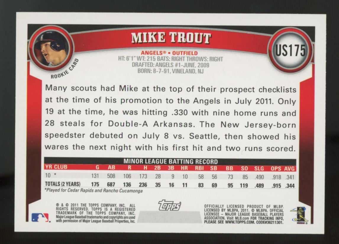 2011 Topps Update Baseball Complete Set (330) Trout RC