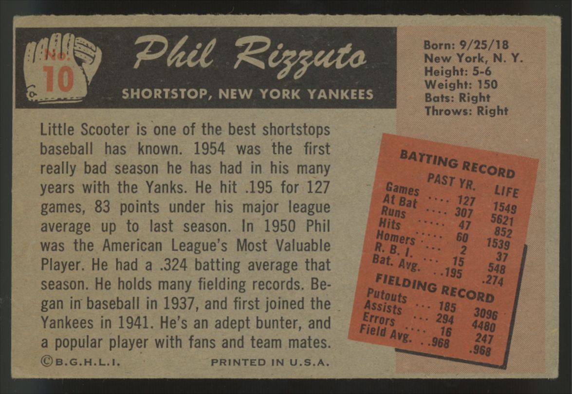 1955 Bowman Phil Rizzuto #10 EX