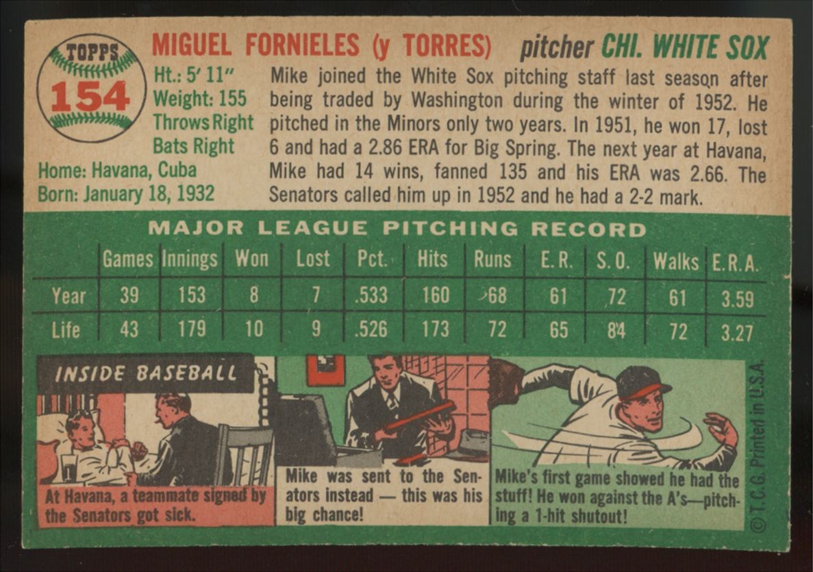 1954 Topps Mike Fornieles #154 NM