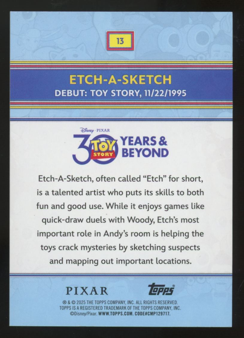 2025 Topps 30 Years Of Toy Story Etch-A-Sketch Orange Foil Refractor /25 #13