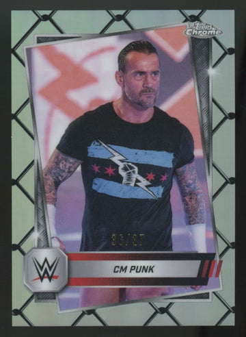 2025 Topps Chrome WWE CM Punk Steel Cage Refractor /37 #98