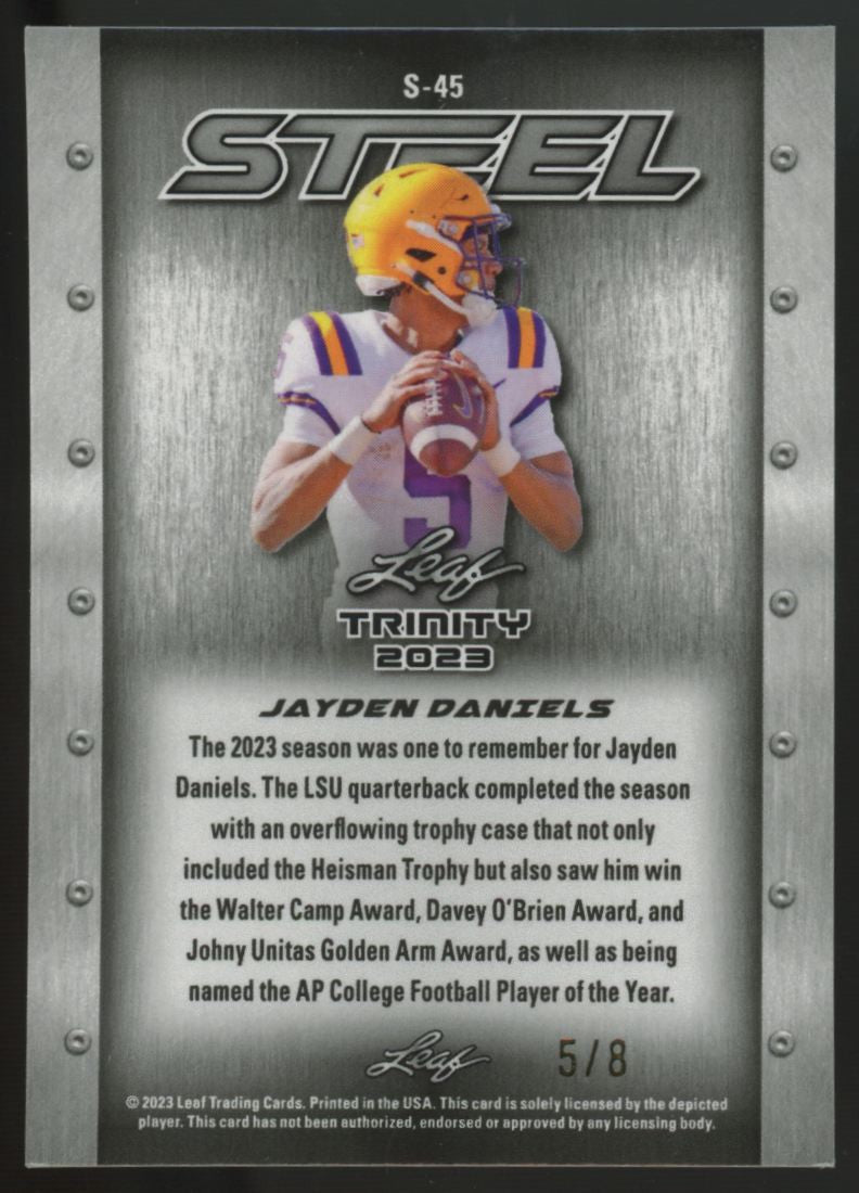2023 Leaf Trinity Jayden Daniels Vanadium Steel /8 #S-45