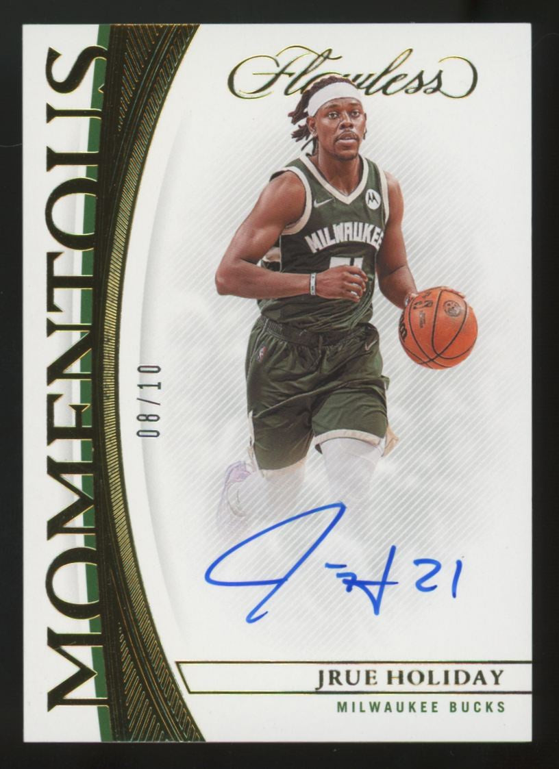 2021-22 Panini Flawless Jrue Holiday Momentous Gold Auto /10 #MMA-JHD