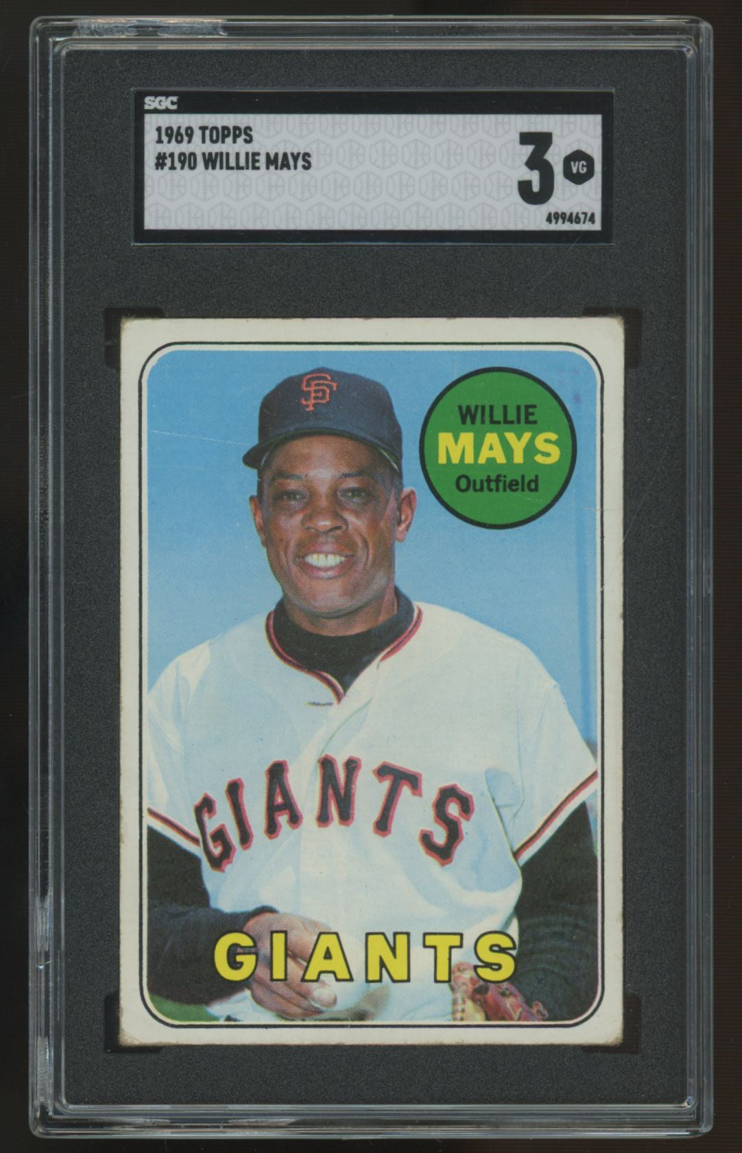 1969 Topps Willie Mays #190 SGC 3 *674