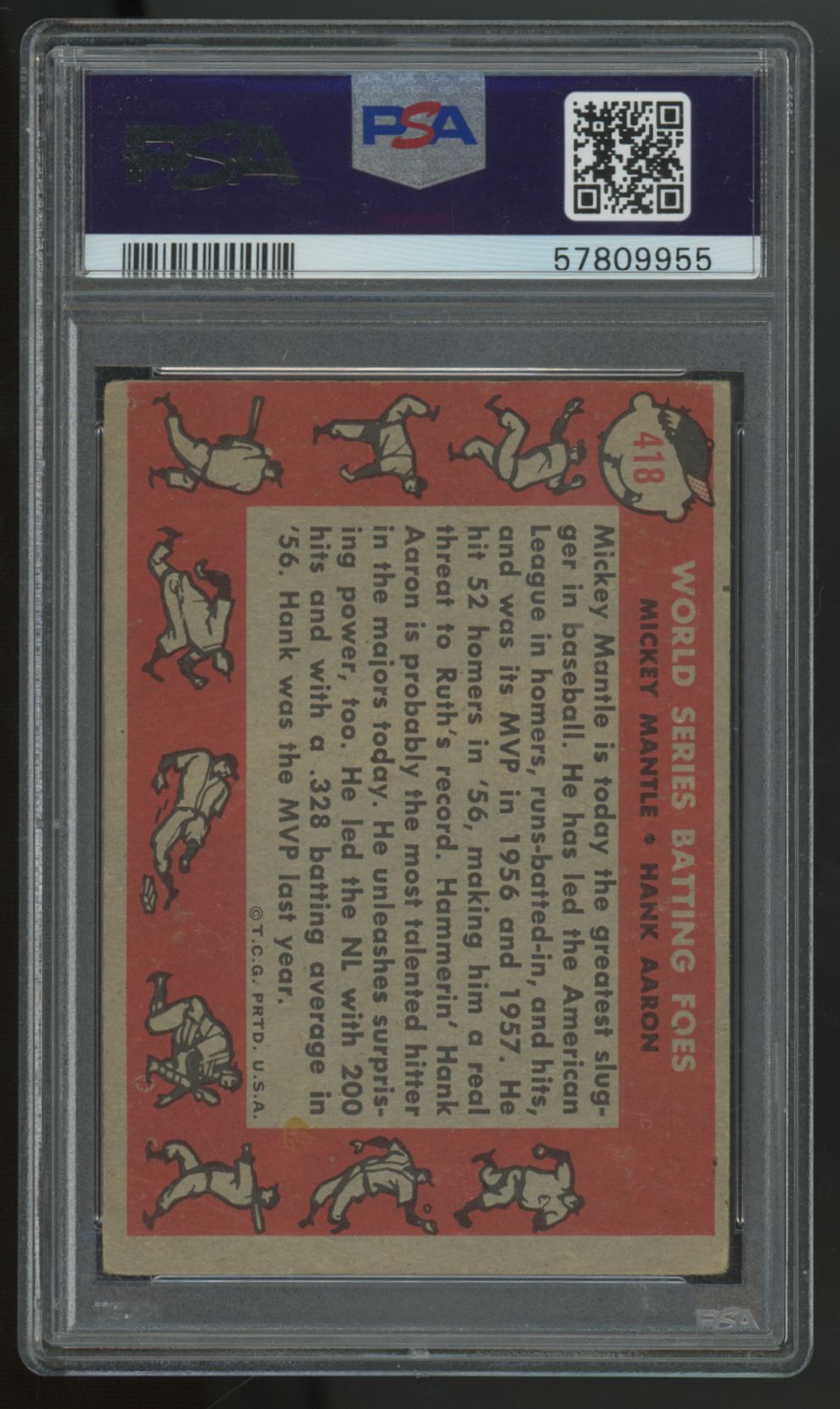 1958 Topps Mickey Mantle Hank Aaron World Series Batting Foes #418 PSA 1.5