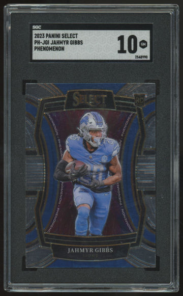 2023 Panini Select Jahmyr Gibbs RC Phenomenon #PH-JGI SGC 10