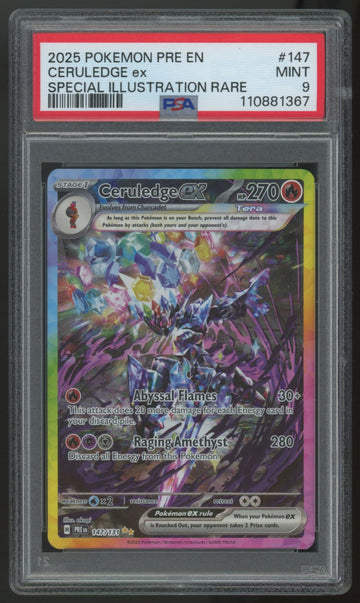 2025 Pokemon Ceruledge ex Prismatic Evolutions SIR #147 PSA 9