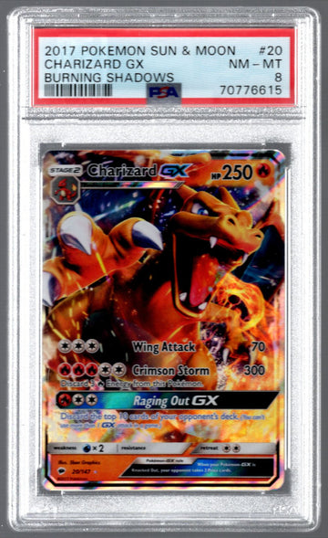 2017 Pokemon Charizard GX Burning Shadows Holo #20 PSA 8