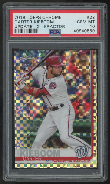 2019 Topps Chrome Update Carter Kieboom RC X-Fractor /199 #22 PSA 10