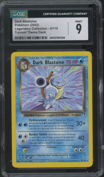 2002 Pokemon Dark Blastoise Legendary Collection Turmoil Theme Deck #4 CGC 9