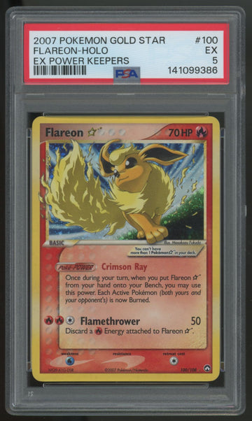 2007 Pokemon Flareon Gold Star EX Power Keepers Holo #100 PSA 5