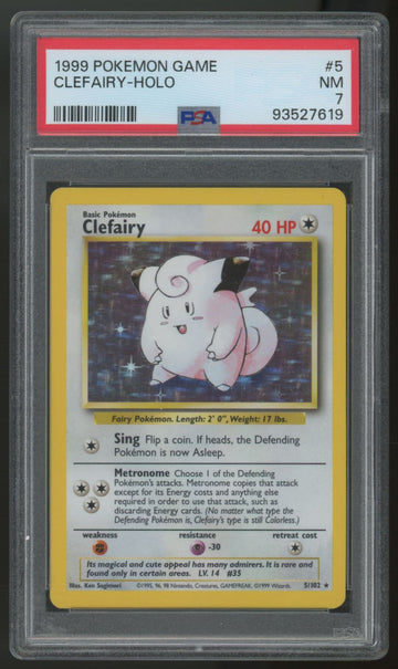 1999 Pokemon Clefairy Base Set Unlimited Holo #5 PSA 7