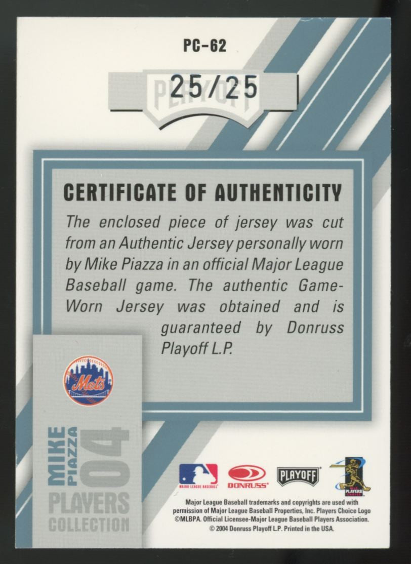 2004 Leaf Donruss Mike Piazza Players Collection 04 Patch /25 #PC-62