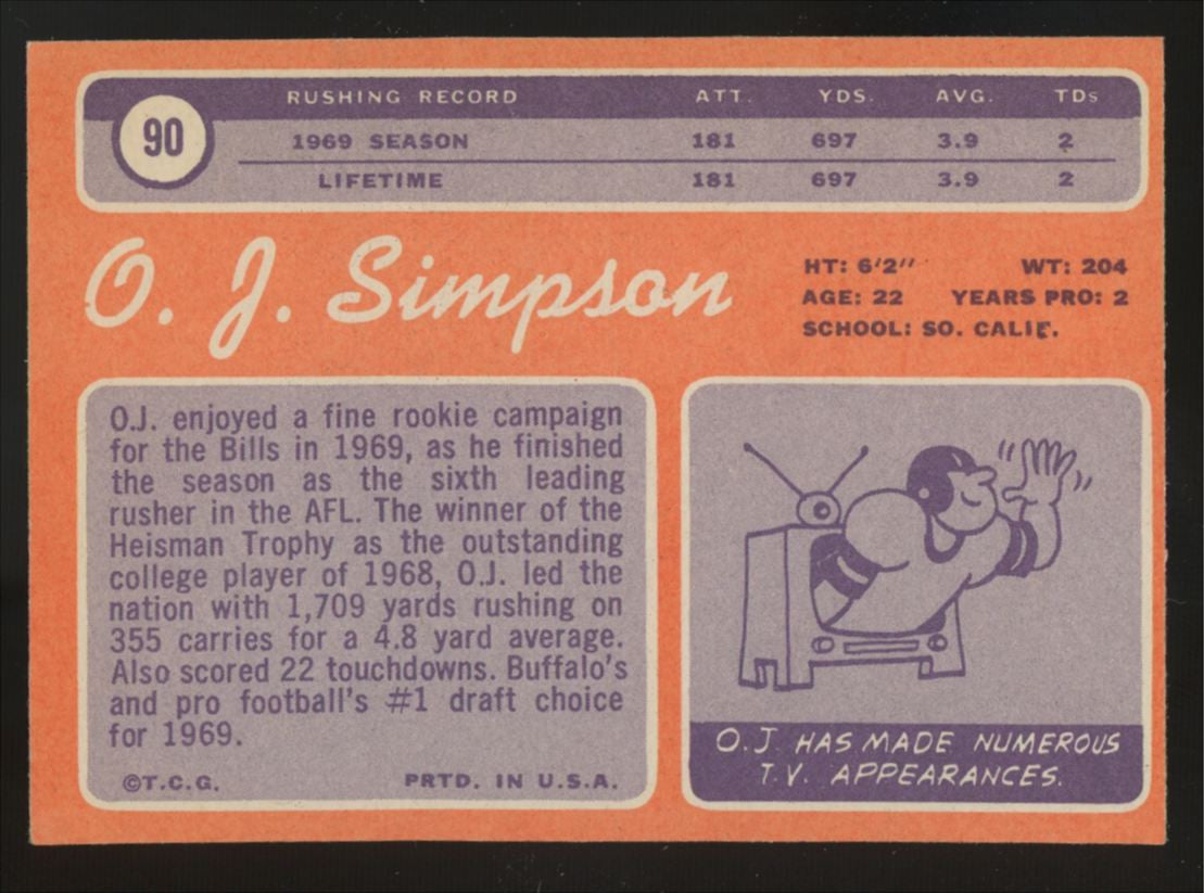 1970 Topps O.J. Simpson RC #90 VG/EX-EX