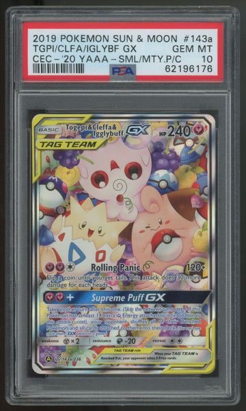 2019 Pokemon Togepi & Cleffa & Igglybuff GX Alt Art Promo #143a PSA 10 (B)