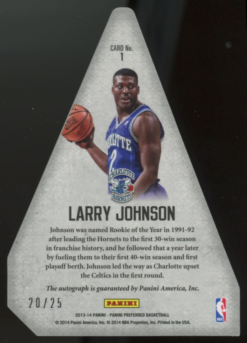 2013-14 Preferred Larry Johnson Panini's Choice Die Cut Auto Red /25 #1