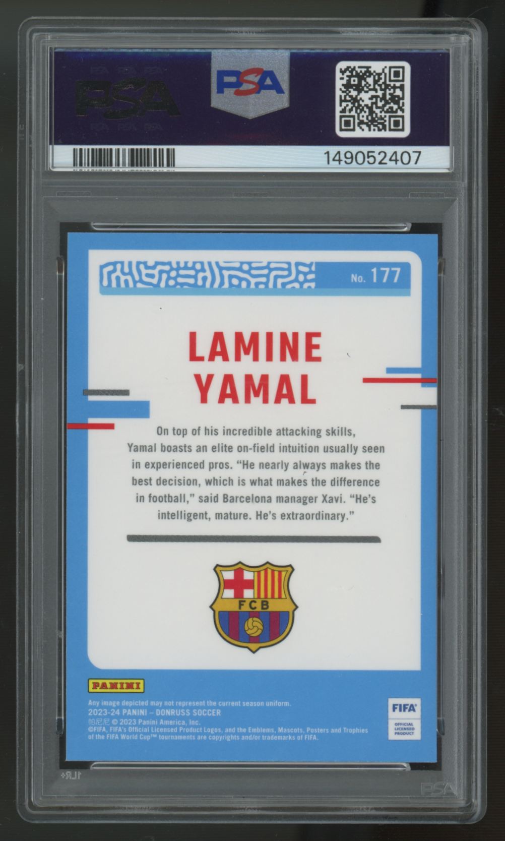2023-24 Donruss Optic FIFA Lamine Yamal RC Rated Rookie #177 PSA 10