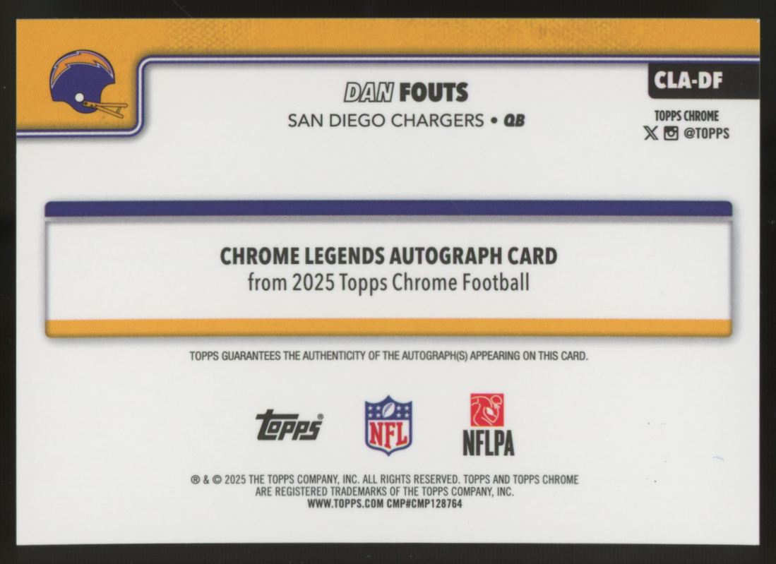 2025 Topps Chrome Dan Fouts Legends Orange Refractor Auto /25 #CLA-DF