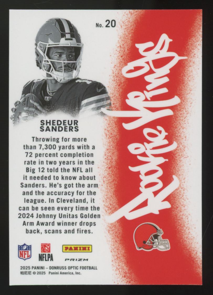 2025 Panini Donruss Optic Shedeur Sanders RC Rookie Kings SSP #20