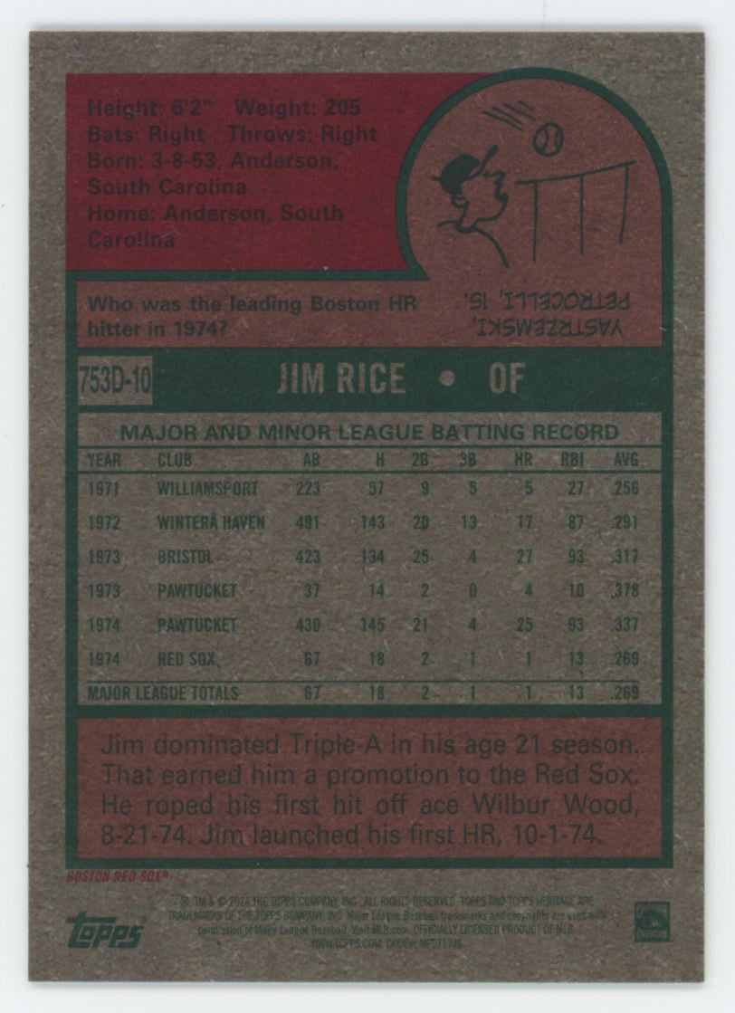 2024 Topps Heritage Jim Rice 1975 In 3D #753D-10