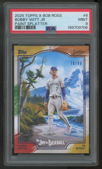 2025 Topps X Bob Ross Bobby Witt Jr. Paint Splatter /99 #6 PSA 9