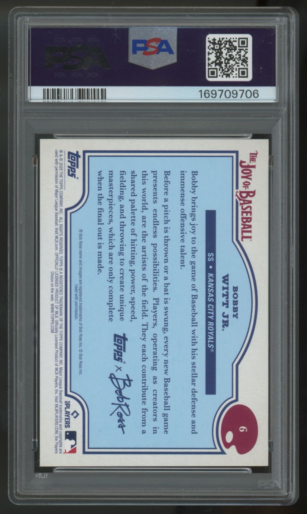 2025 Topps X Bob Ross Bobby Witt Jr. Paint Splatter /99 #6 PSA 9