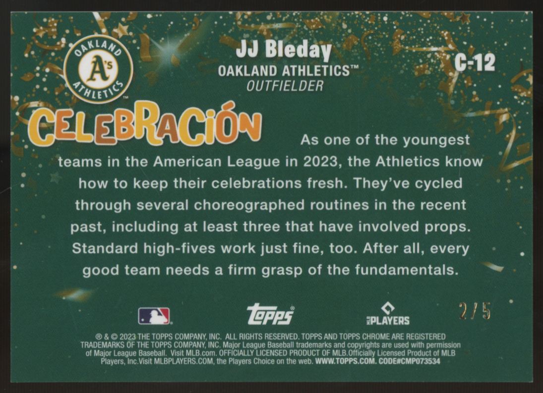 2023 Topps Chrome Update JJ Bleday RC Celebracion Red Refractor /5 #C-12