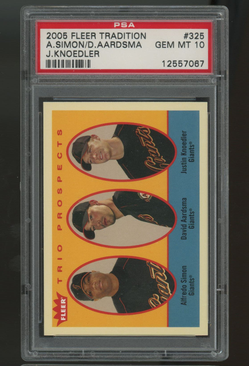 2005 Fleer Tradition Simon Aardsma Knoedler Trio Prospects #325 PSA 10