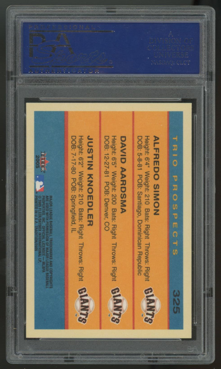2005 Fleer Tradition Simon Aardsma Knoedler Trio Prospects #325 PSA 10