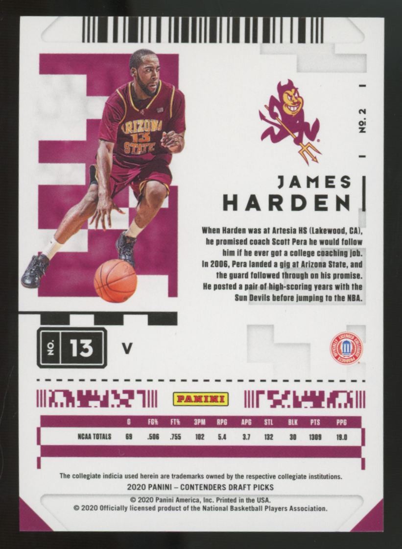 2020-21 Contenders Draft Picks James Harden Finals Ticket /10 #2