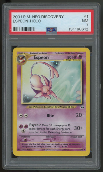 2001 Pokemon Espeon Neo Discovery Holo #1 PSA 7
