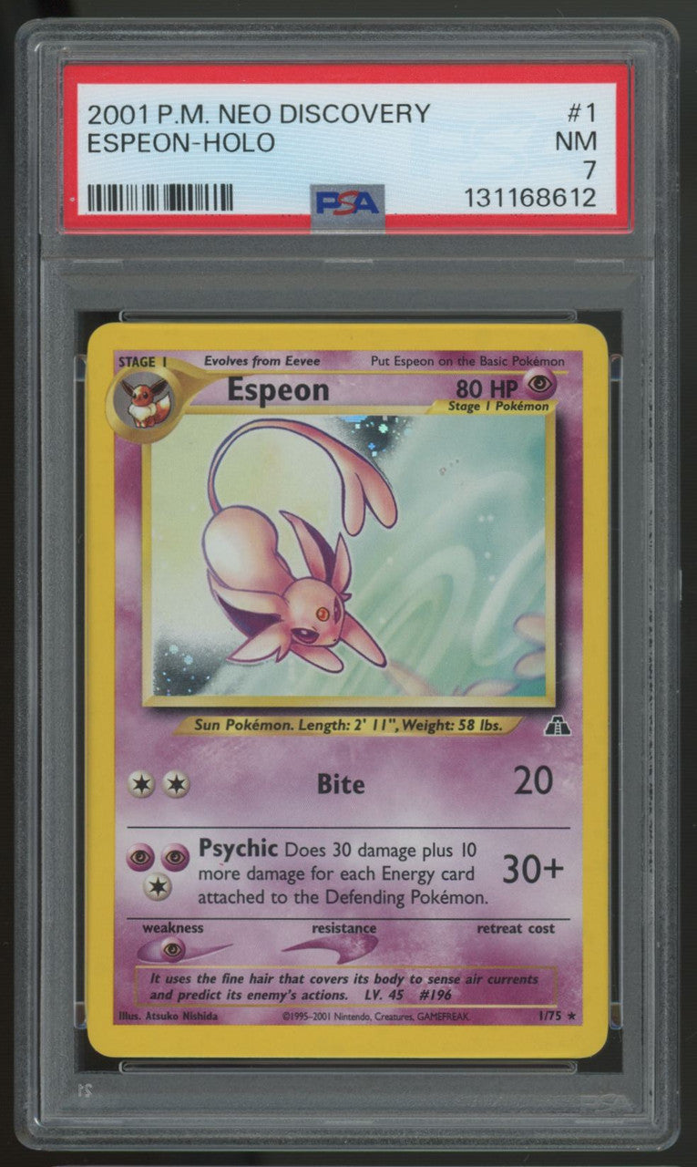 2001 Pokemon Espeon Neo Discovery Holo #1 PSA 7