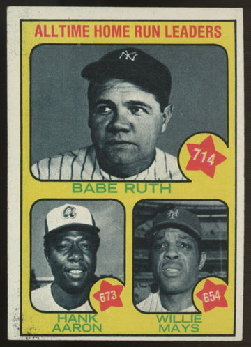 1973 Topps Babe Ruth, Hank Aaron, Willie Mays #1 EX