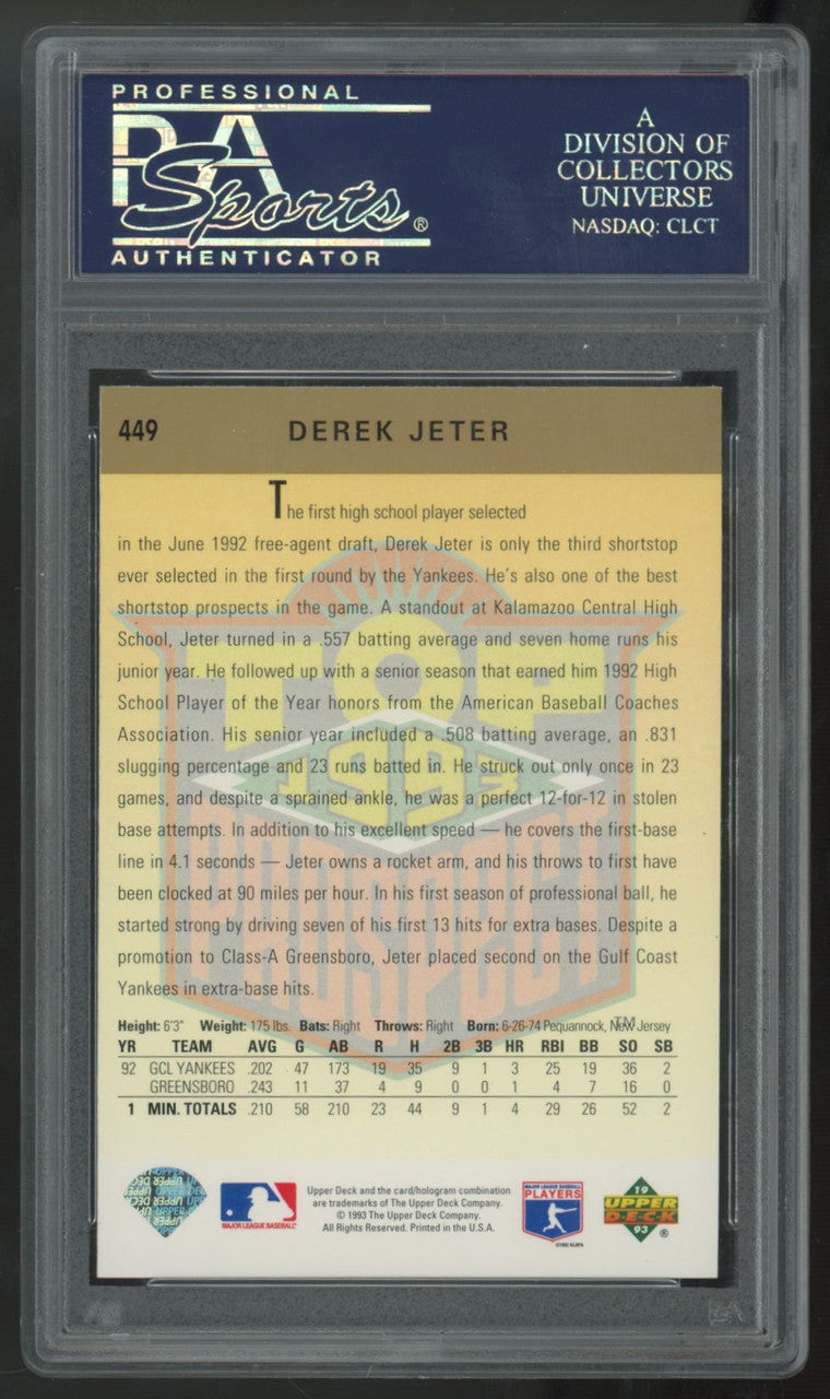 1993 Upper Deck Derek Jeter RC Top Prospect #449 PSA 9