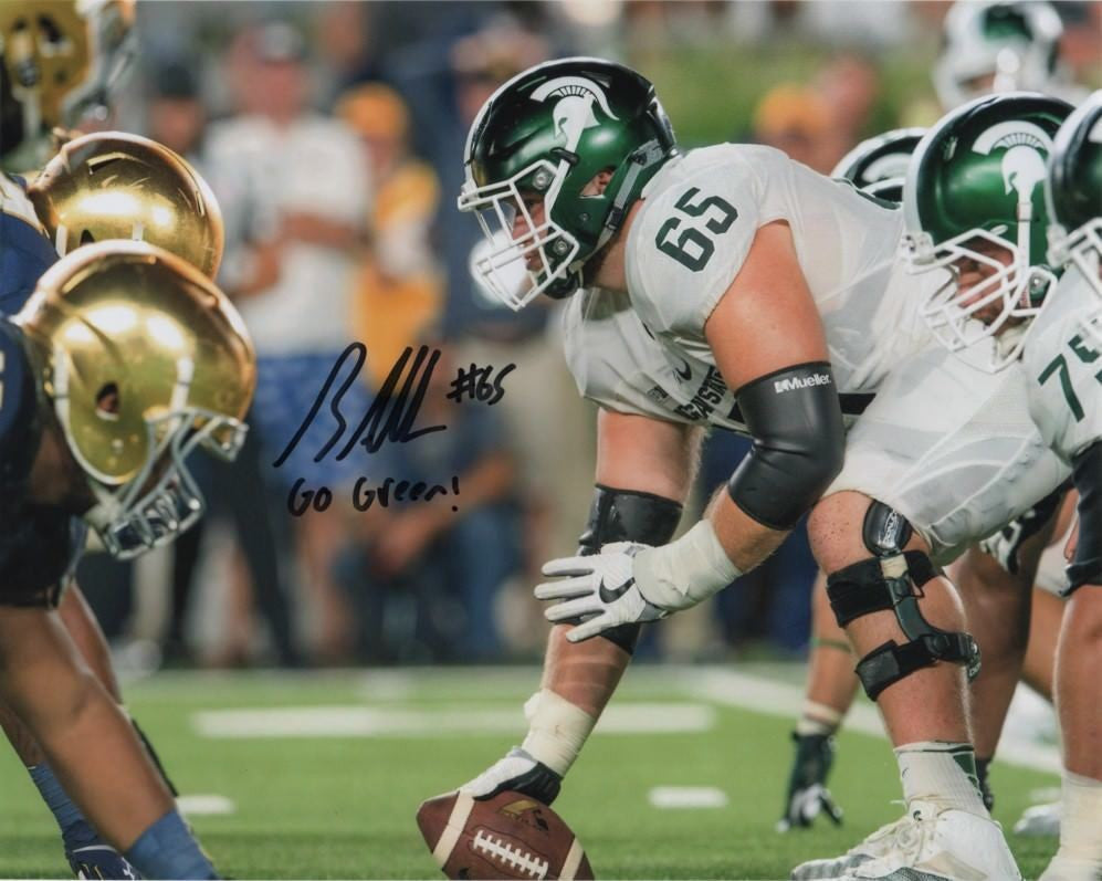 Brian Allen Michigan State Spartans Center MSU Auto 8x10 Photo ~ #65 Go Green!